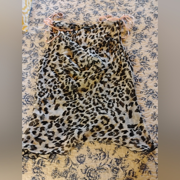Leopard Print Cami Top and Skirt Silk Set - Picture 2 of 11